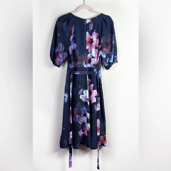 Adrianna Papell Ruffle Hem Dreamy Hibiscus Wrap Dress size 6 - Picture 5 of 16